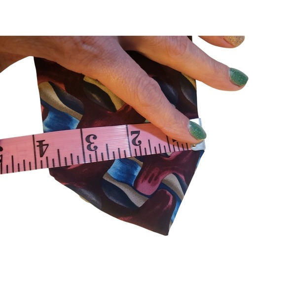 J Garcia Mens Tie Necktie Designer Luxury Red Blue Tan Abstract Corporate Casual - Picture 9 of 11